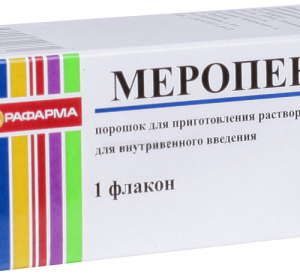 Меропенем 0,5г 1 шт. порошок для приготовления раствора для внутривенного введения