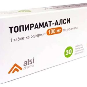 Топирамат-алси 100мг 30 шт. таблетки покрытые пленочной оболочкой