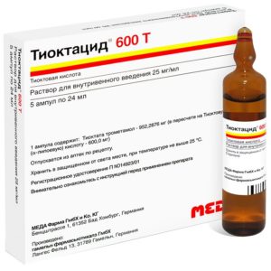Тиоктацид 600 т 25мг/мл 24мл 5 шт. раствор для внутривенного введения