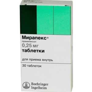 Мирапекс 0,25мг 30 шт. таблетки